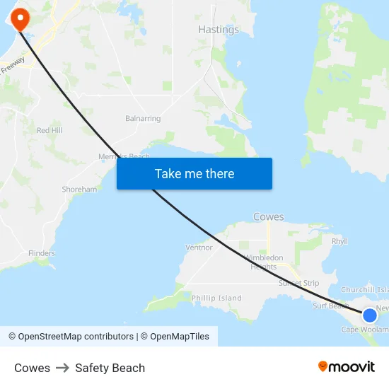 Cowes to Safety Beach map