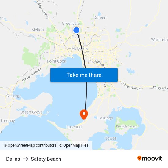 Dallas to Safety Beach map