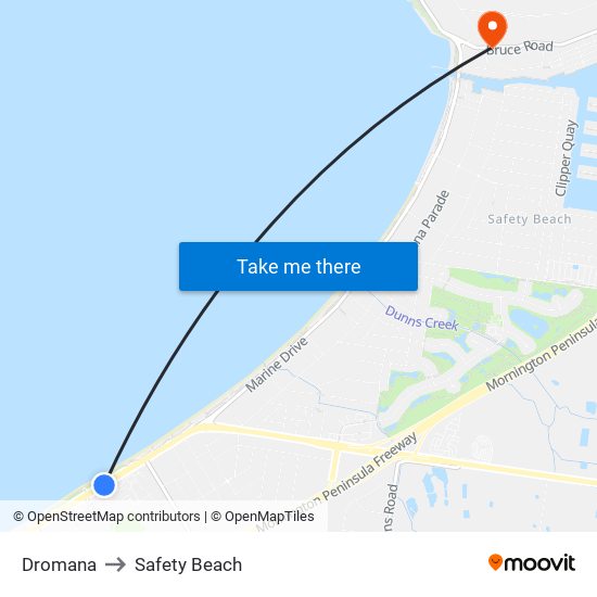 Dromana to Safety Beach map