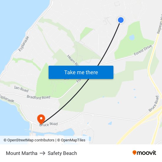 Mount Martha to Safety Beach map