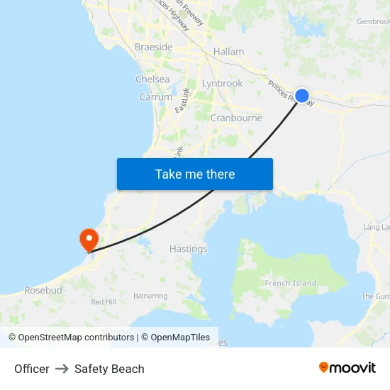 Officer to Safety Beach map