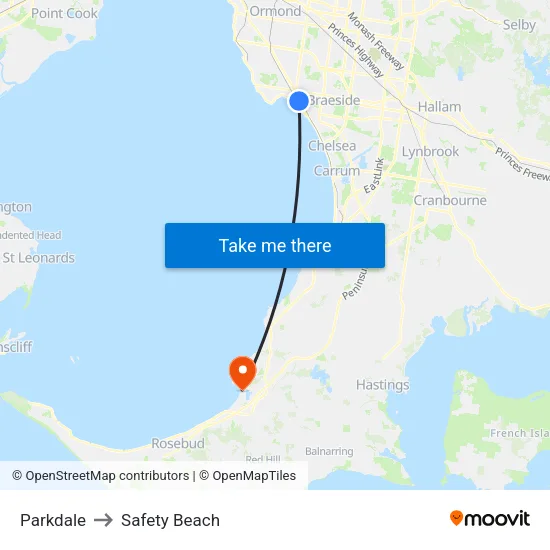 Parkdale to Safety Beach map