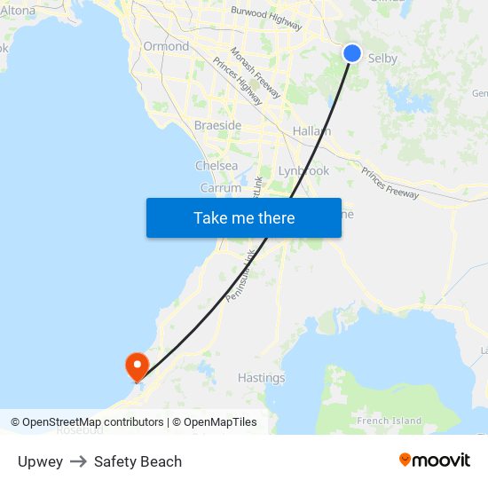 Upwey to Safety Beach map