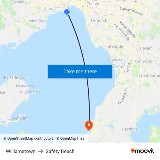 Williamstown to Safety Beach map