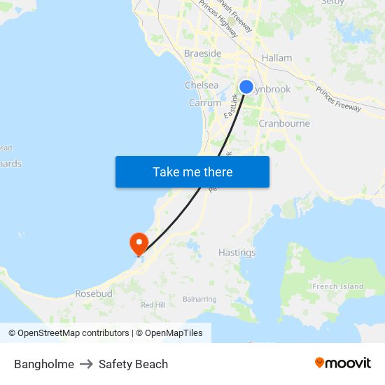 Bangholme to Safety Beach map