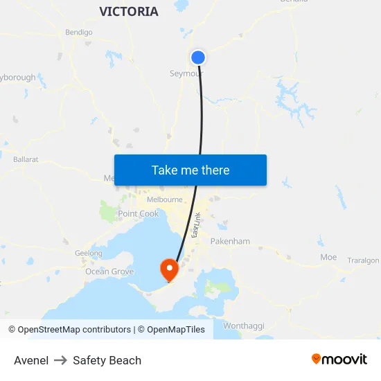 Avenel to Safety Beach map