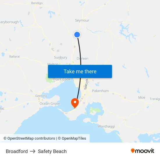 Broadford to Safety Beach map