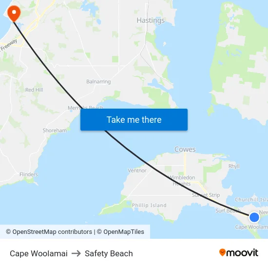 Cape Woolamai to Safety Beach map
