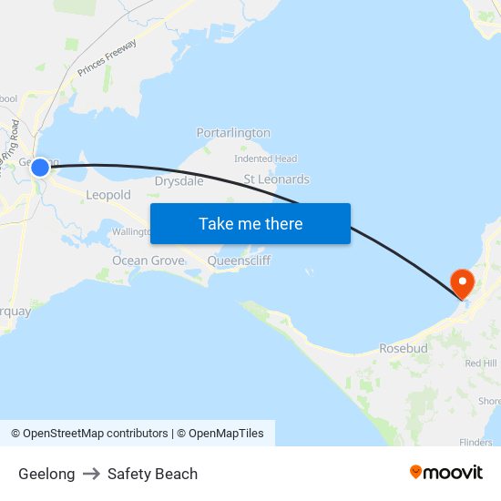 Geelong to Safety Beach map