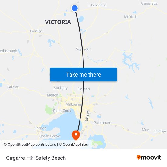 Girgarre to Safety Beach map
