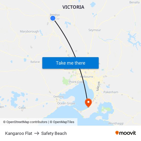 Kangaroo Flat to Safety Beach map