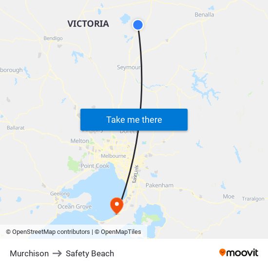 Murchison to Safety Beach map