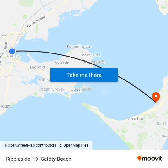 Rippleside to Safety Beach map