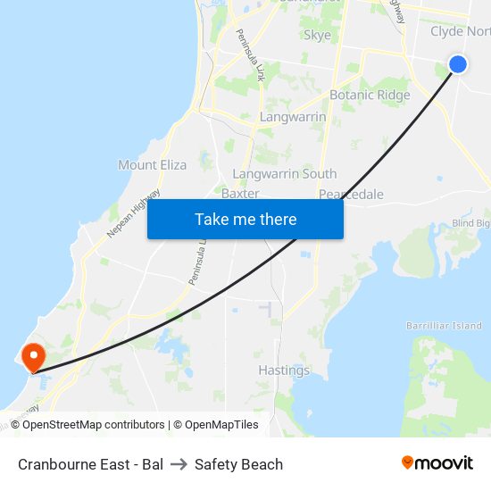 Cranbourne East - Bal to Safety Beach map