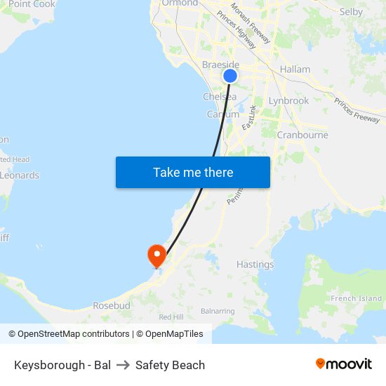 Keysborough - Bal to Safety Beach map