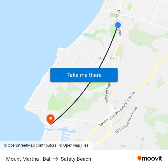 Mount Martha - Bal to Safety Beach map