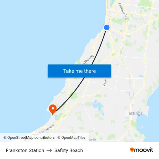 Frankston Station to Safety Beach map