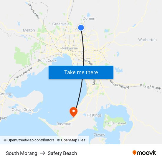 South Morang to Safety Beach map