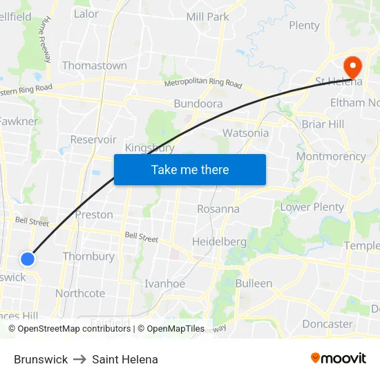 Brunswick to Saint Helena map