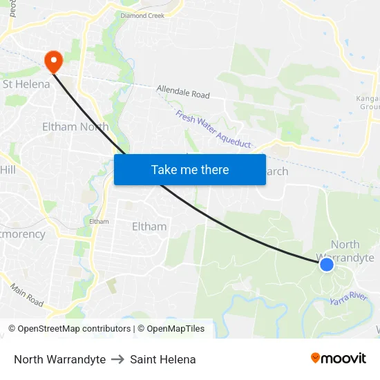 North Warrandyte to Saint Helena map