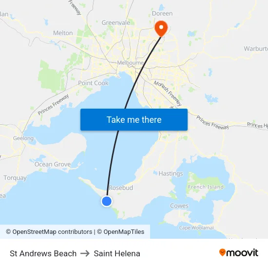 St Andrews Beach to Saint Helena map