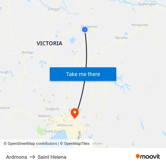 Ardmona to Saint Helena map