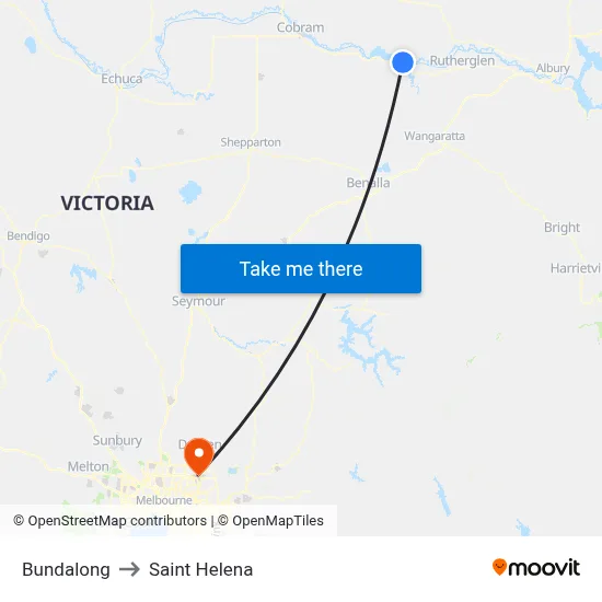 Bundalong to Saint Helena map