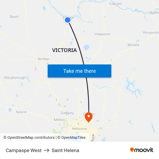 Campaspe West to Saint Helena map