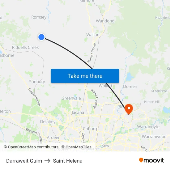 Darraweit Guim to Saint Helena map
