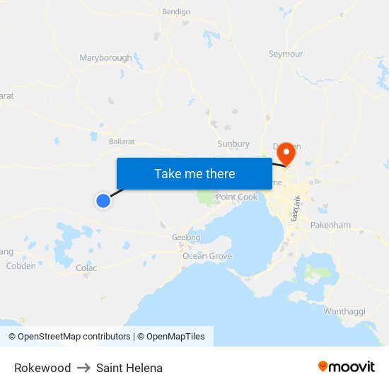 Rokewood to Saint Helena map