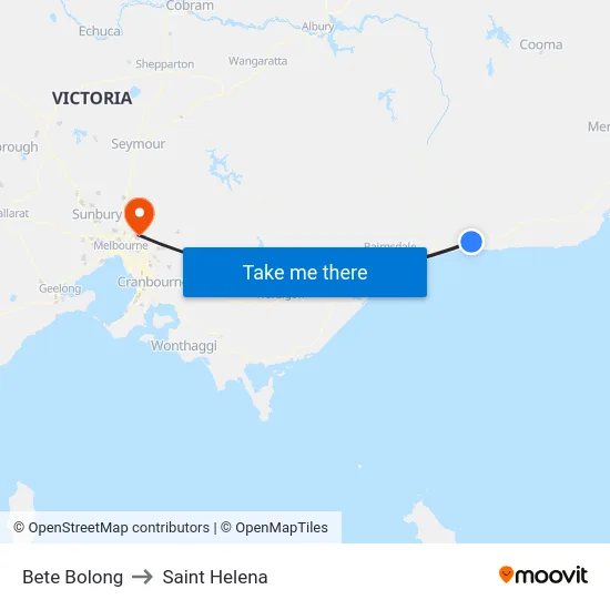 Bete Bolong to Saint Helena map