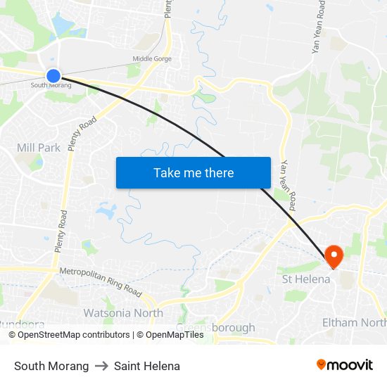 South Morang to Saint Helena map