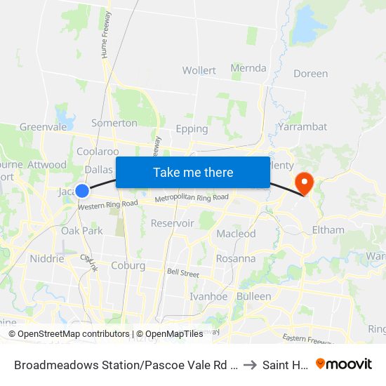 Broadmeadows Station/Pascoe Vale Rd (Broadmeadows) to Saint Helena map