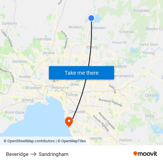 Beveridge to Sandringham map