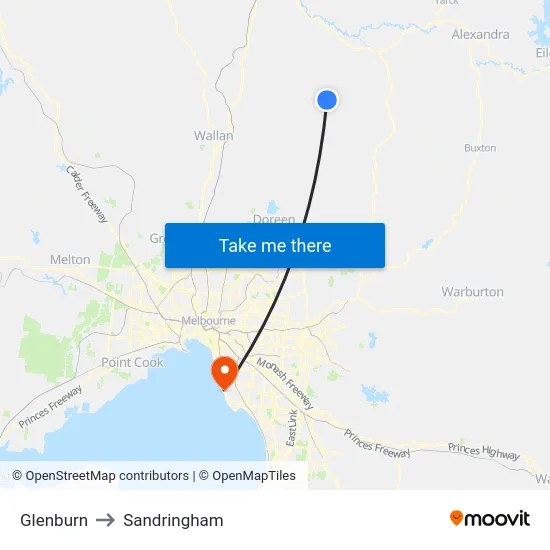 Glenburn to Sandringham map