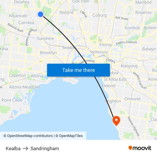 Kealba to Sandringham map