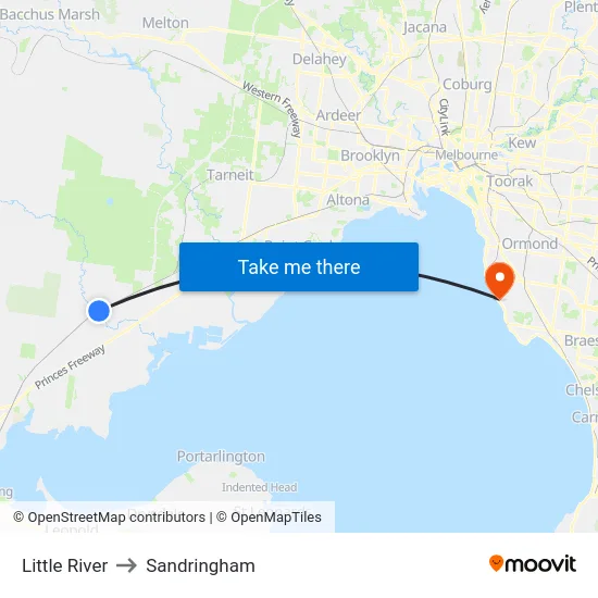 Little River to Sandringham map