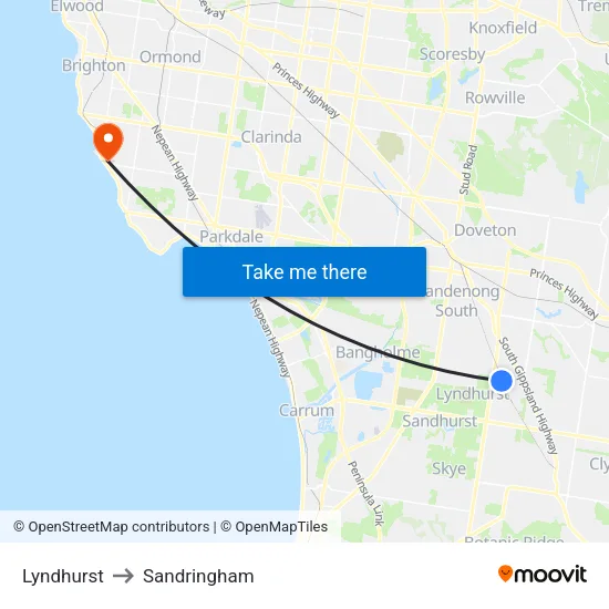 Lyndhurst to Sandringham map