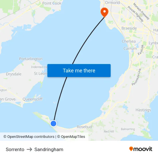 Sorrento to Sandringham map