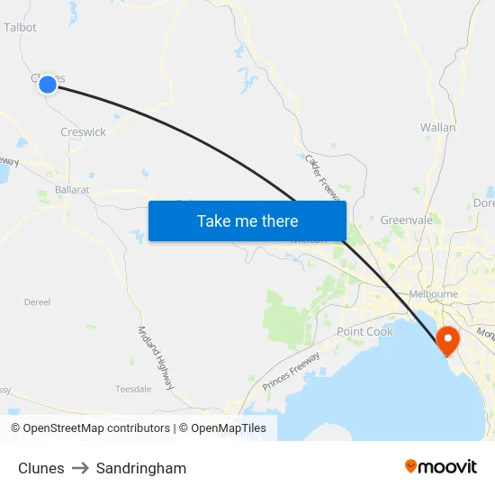 Clunes to Sandringham map