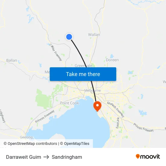 Darraweit Guim to Sandringham map