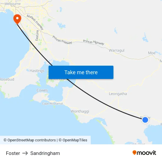 Foster to Sandringham map