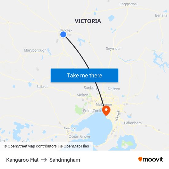 Kangaroo Flat to Sandringham map