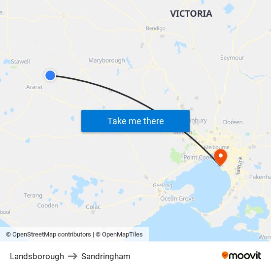 Landsborough to Sandringham map