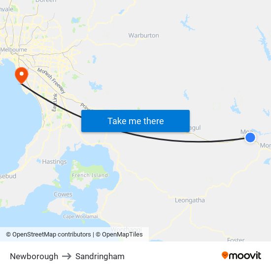 Newborough to Sandringham map