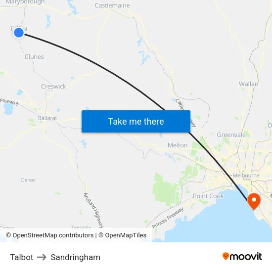 Talbot to Sandringham map