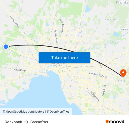 Rockbank to Sassafras map