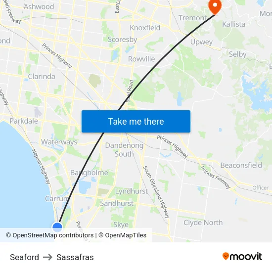 Seaford to Sassafras map