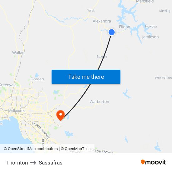 Thornton to Sassafras map