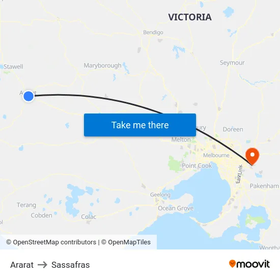 Ararat to Sassafras map